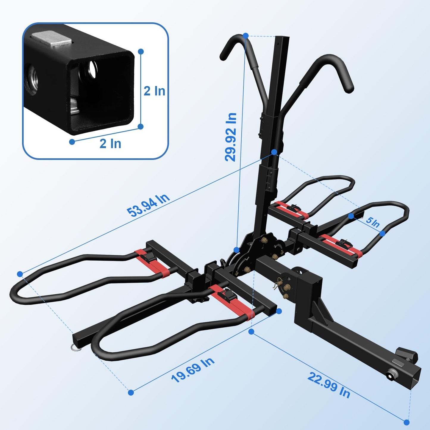 Heavy-Duty Tilting 2-Bike Hitch Rack with Fat Tire Compatibility