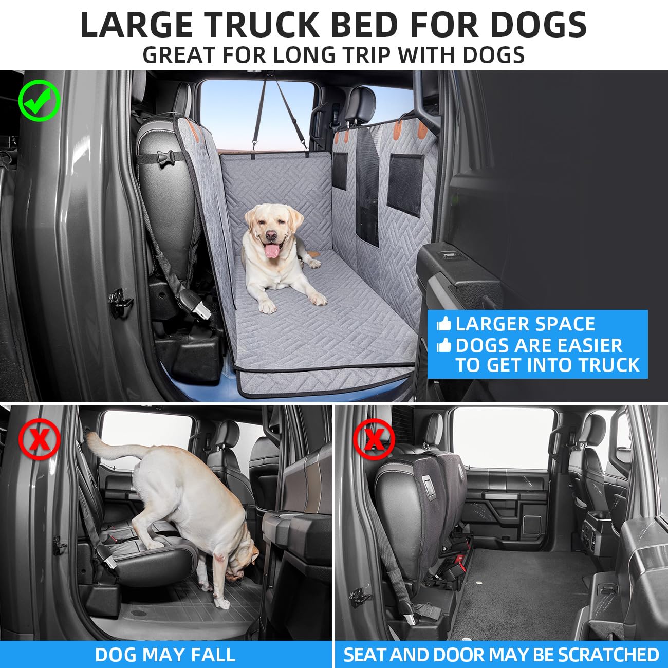 Dog Car Seat Cover for Back Seat,Dog Hammock for Truck,Back Seat Pet Cover,Back Seat Extender for Dogs,for Truck F150 /RAM 1500/Silverado/GMC/Tundra