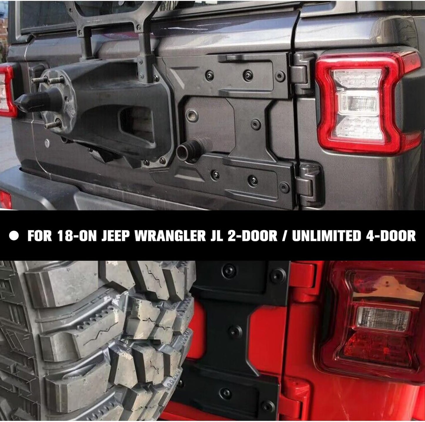 Oversized Spare Tire Tailgate Reinforcement Kit for 18-26 Jeep Wrangler JL 82215356AB 82215356AC