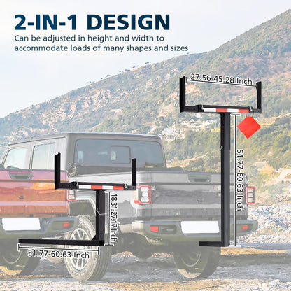 Truck Bed Extender, 2 in 1 Design Foldable Pick Up Truck Bed Hitch Mount Extension Rack ,800lbs Load Capacity - OMOTOR