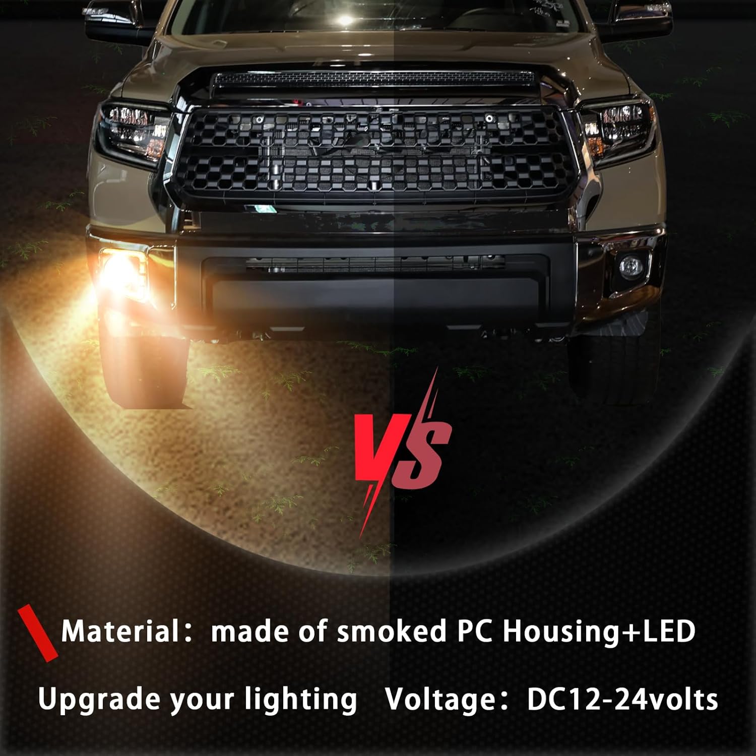 Switchback White/Amber LED Front Bumper Fog Light DRL Amber Sequential Turn Signal Feature Compatible with Toyota Tundra 2014-2021 Replacement Front Bumper Trim