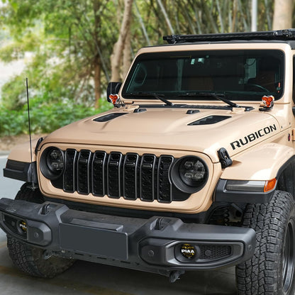 Vented Heat Dispersion Hood Compatible with Jeep Wrangler JL JLU 2018-2024 Gladiator JT 2020-2024,10th Anniversary Edition Metal Replacement Hoods Accessories (Not Fit Mojave and 392 Models)