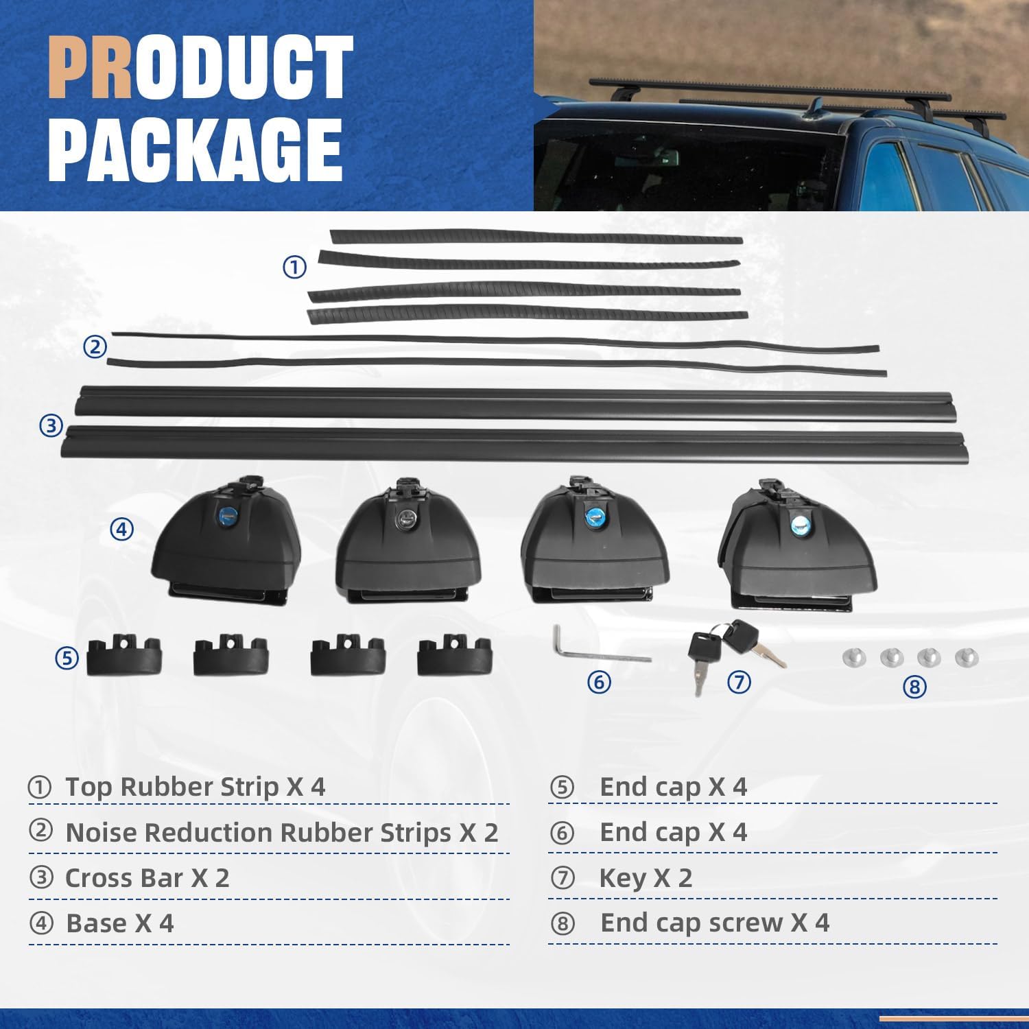 330 LBS Lockable Cross Bar Fit for 2021 2022 2023 2024 2025 Chevrolet Tahoe, Chevy Suburban, GMC Yukon & Yukon XL, Cadillac Escalade ESV Anti-Theft Roof Rack Rail Crossbar Luggage Cargo Bar