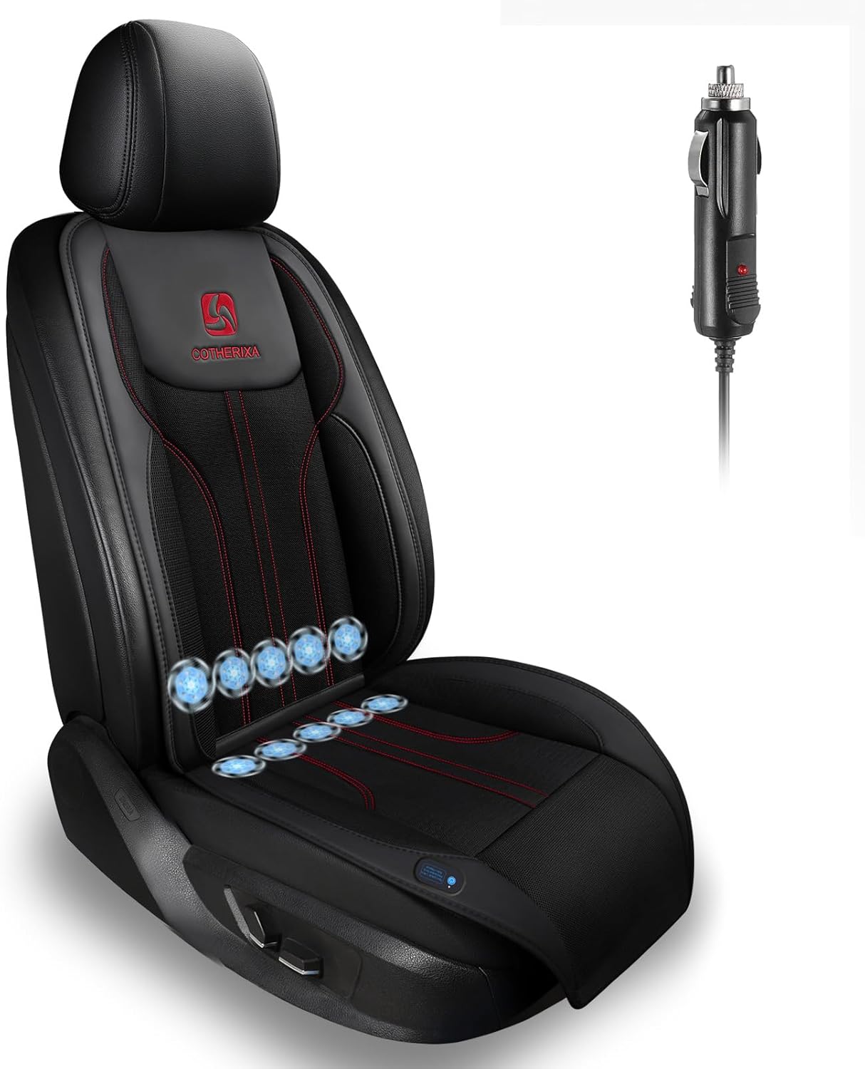 Cooling Car Seat Cushion Front Seat,12V Cooling Seat Cover for Car with 10 Fans,Rapid Cooling with Automatic Start and Pause Seat Cushion (Black)