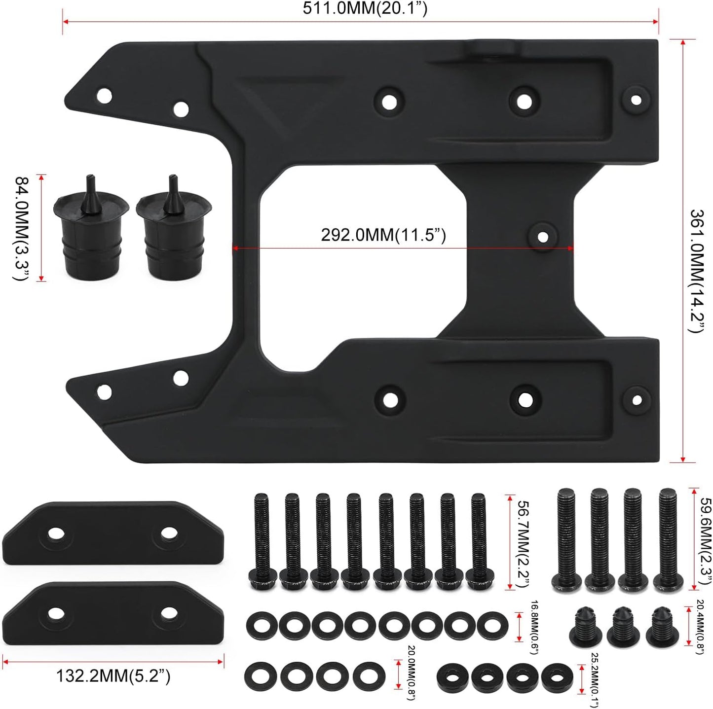 Oversized Spare Tire Tailgate Reinforcement Kit for 18-26 Jeep Wrangler JL 82215356AB 82215356AC