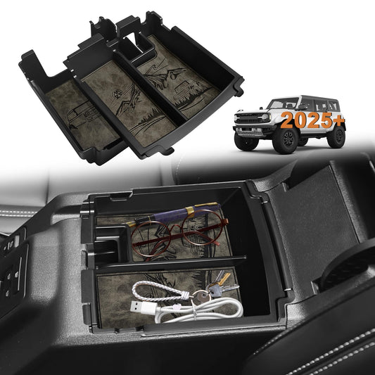 Center Console Organizer Compatible with 2025 2026 Ford Bronco (Not for 2-Door& Manual &Bronco Sport)