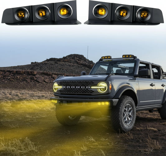 LED Front Bumper Fog Light with Mounts, Modular Bumper Fog Lamps Accessories, Ultra-Bright Amber Light Source Compatible with Ford Bronco 2021 2022 2023 2/4 Door