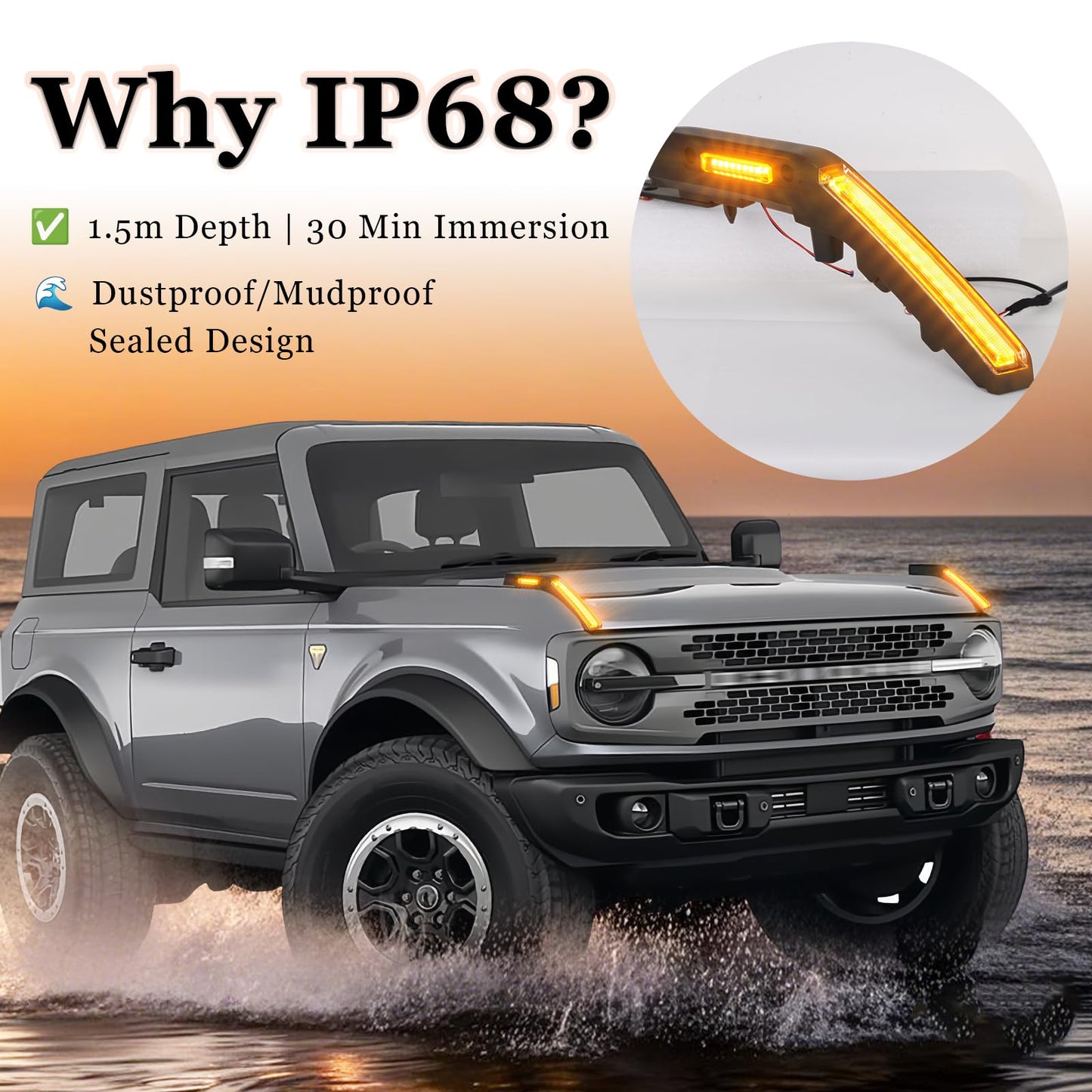 Fog Lights Modular Bumper for Ford Bronco 2021-2026 (with 5 LEDs)