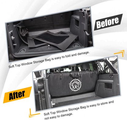 Soft Top Window Organizer Storage Bag Protection Compatible With For Ford Bronco 2021 2022 2023 4 Door Plush Multi-Layer Soft-Top Window Protection Bag（Black - OMOTOR