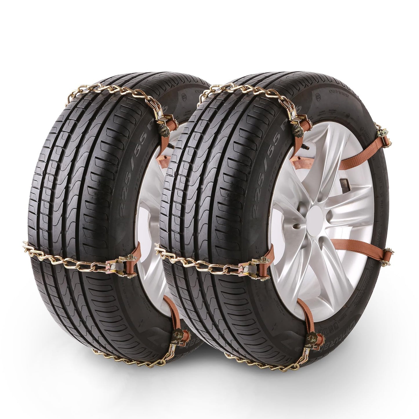Snow Chains for SUV Car Pickup Trucks RV, Universal Adjustable Emergency Portable Snow Tire Chains, Applicable Tire Width 215-315mm (8.4-12.4 inch) (6 Packs)