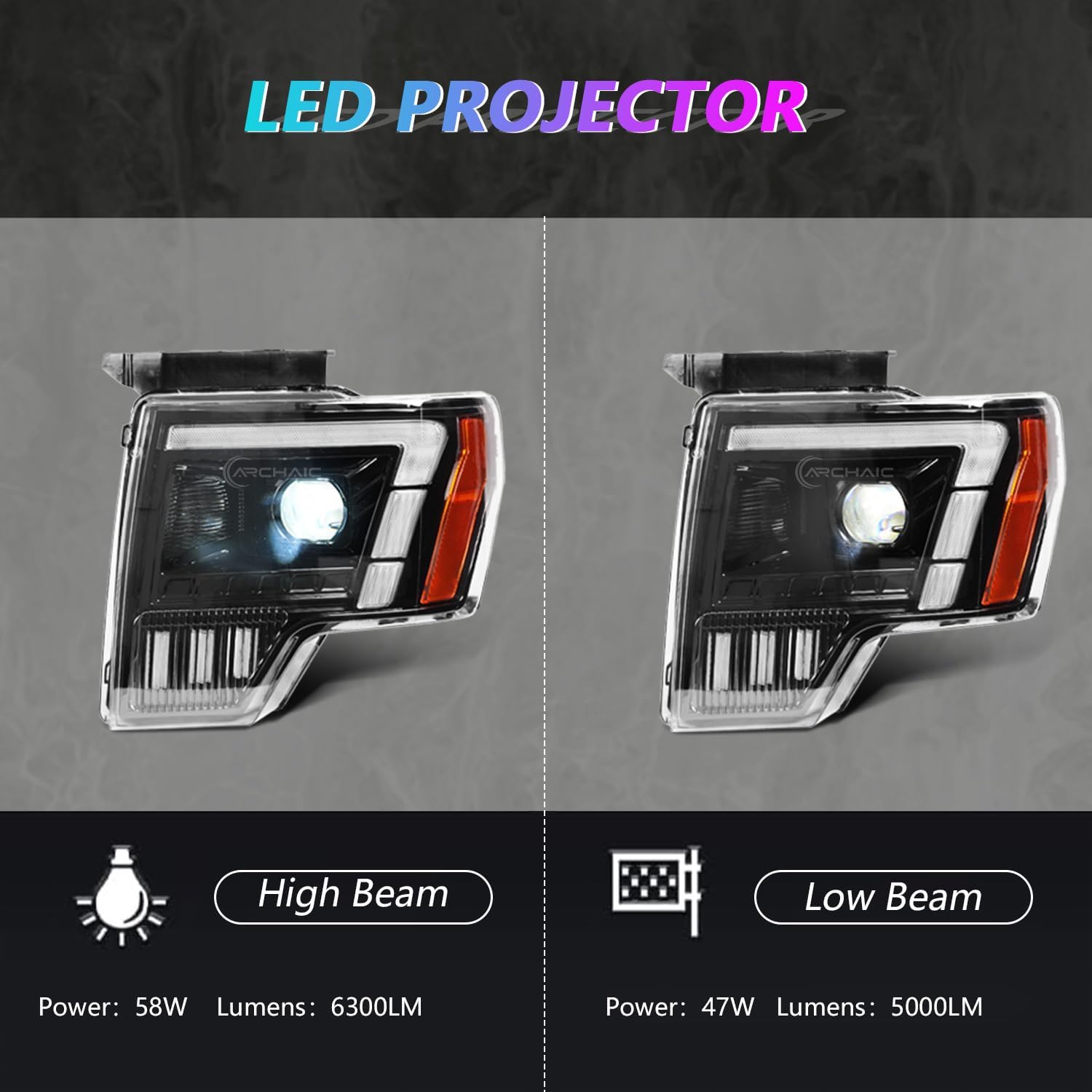 LED Headlights Compatible with 2009-2014 Ford F150 FX2/FX4/King Ranch/Lariat/Limited/Platinum/STX/SVT Raptor/XL/XLT/Lariat Limited