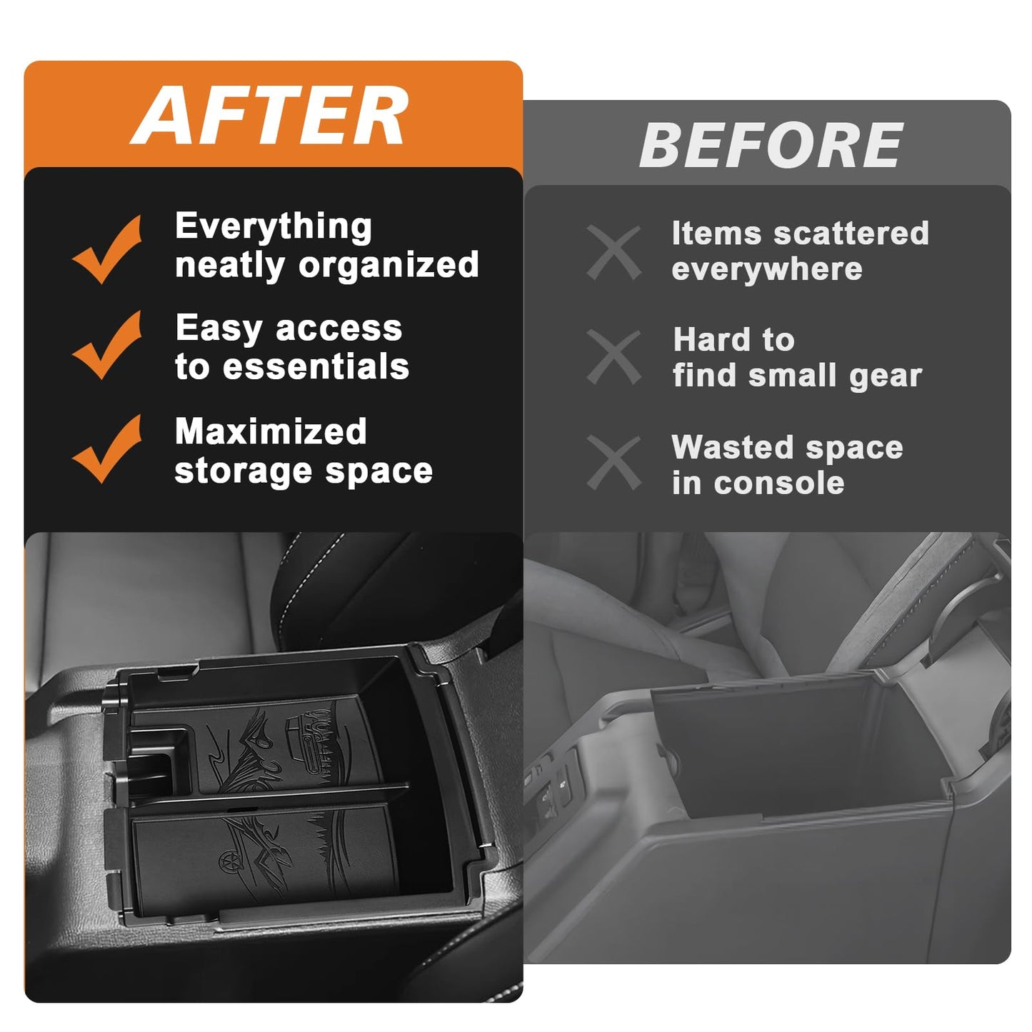 Center Console Organizer Compatible with 2025 2026 Ford Bronco (Not for 2-Door& Manual &Bronco Sport)