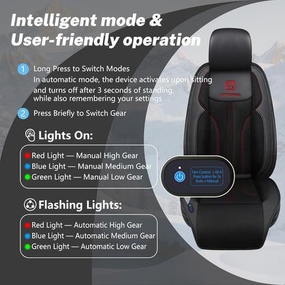 Cooling Car Seat Cushion Front Seat,12V Cooling Seat Cover for Car with 10 Fans,Rapid Cooling with Automatic Start and Pause Seat Cushion (Black)