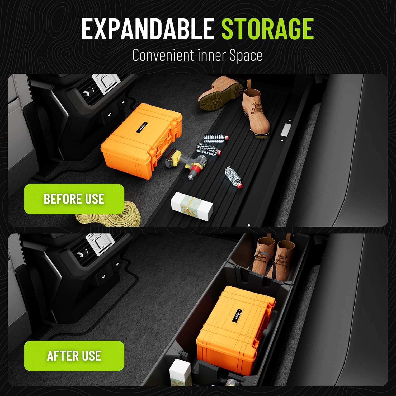 POPSTORE Underseat Storage Box Upgraded Rear Under Seat Organizer Cargo Box Compatible with 2015-2025 Ford F150 SuperCrew & Crew Cab