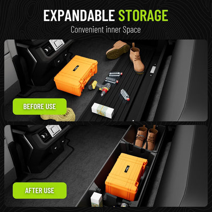 POPSTORE Underseat Storage Box Upgraded Rear Under Seat Organizer Cargo Box Compatible with 2015-2025 Ford F150 SuperCrew & Crew Cab