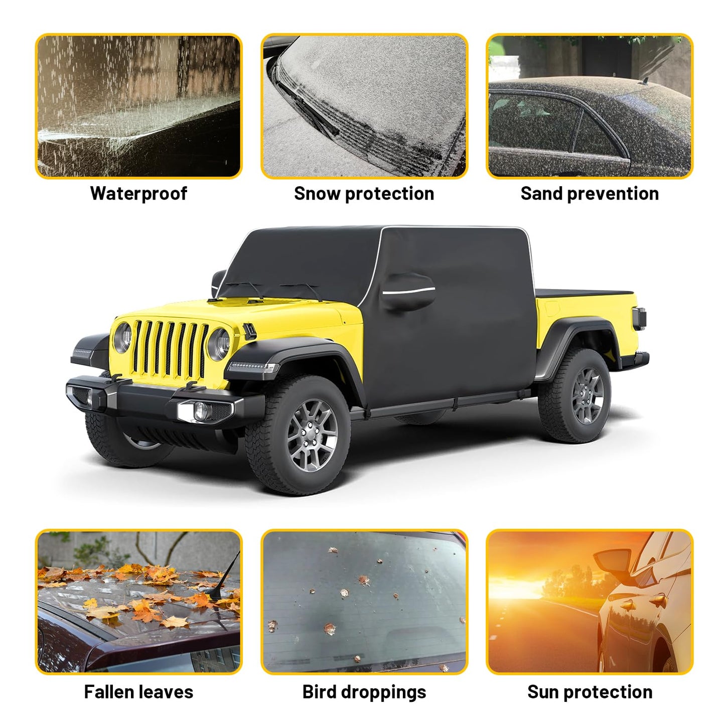 Resistant Black Cab Cover for Jeep Gladiator JT 2020-2024 4 Door