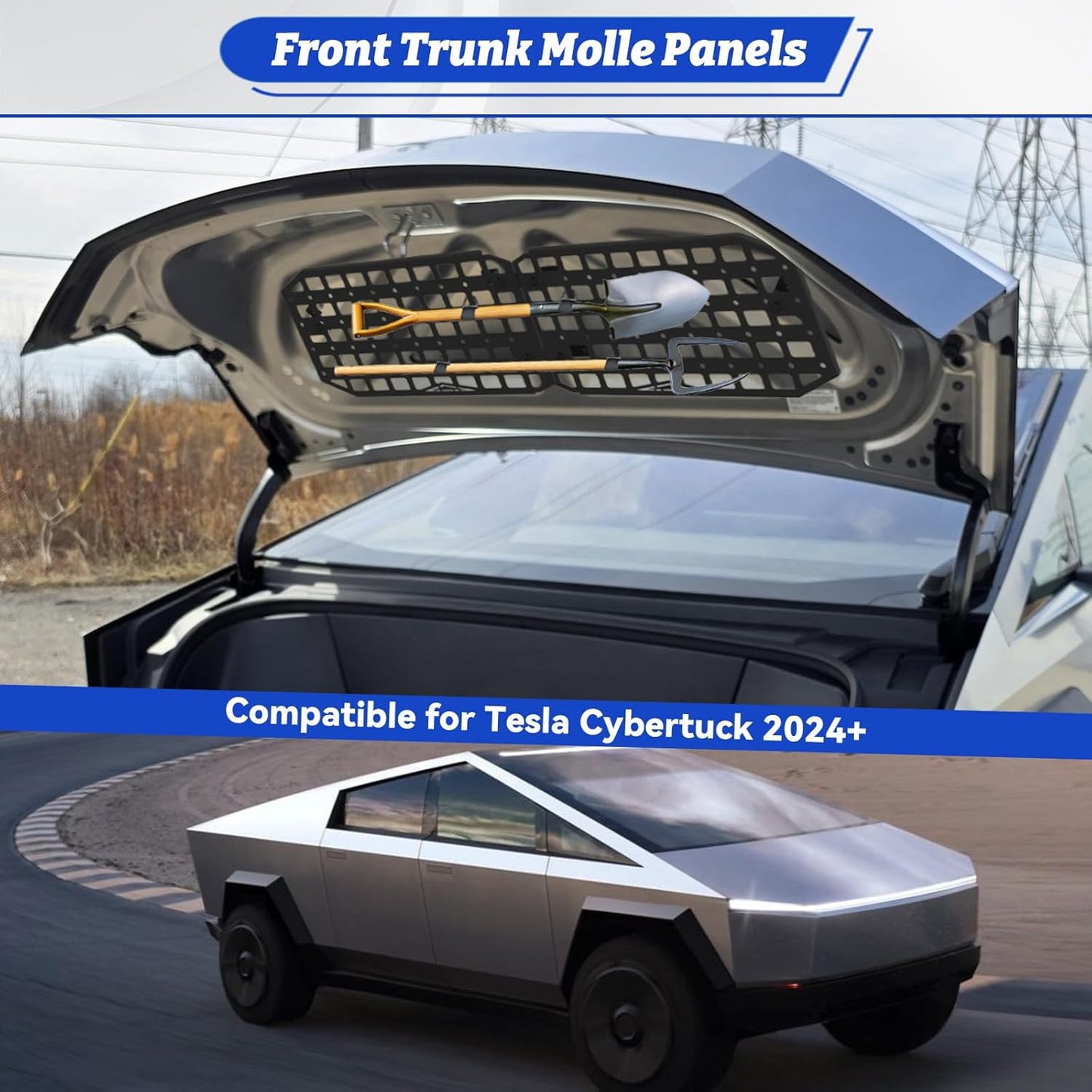 Aluminum Front Trunk Molle Panels for Tesla Cybertruck 2024 - 2026