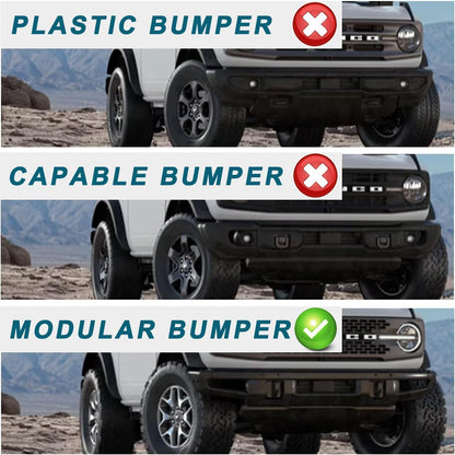 WolfX Bull Bar for Ford Bronco 2021 2022 2023 2024 2025 with Modular Front Bumper Only (Not Fit Sport) Bumper Guards Steel Bumper Grill, Black