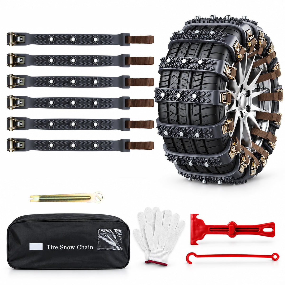 Universal Snow Chains, Portable Tire Chains for Car Truck SUV