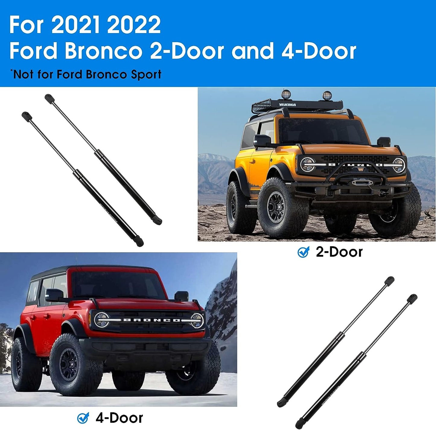 Front Hood Lift Supports Shocks Compatible with Ford Bronco 2021 2022 2023, Pack of 2