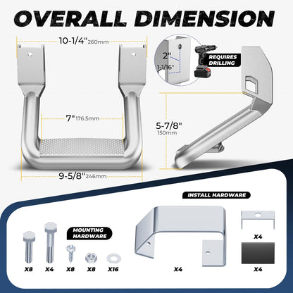 Universal Aluminum Side Step with Mounting Brackets for Pickups & Trucks