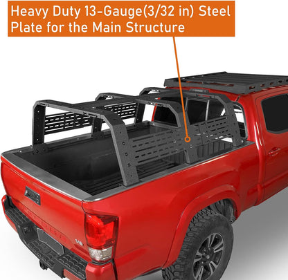 High Overland Bed Rack for Full-Size Trucks w/Bed Rails - Compatible with Toyota 07-23 Tundra & 05-23 Tacoma 6' Bed - OMOTOR