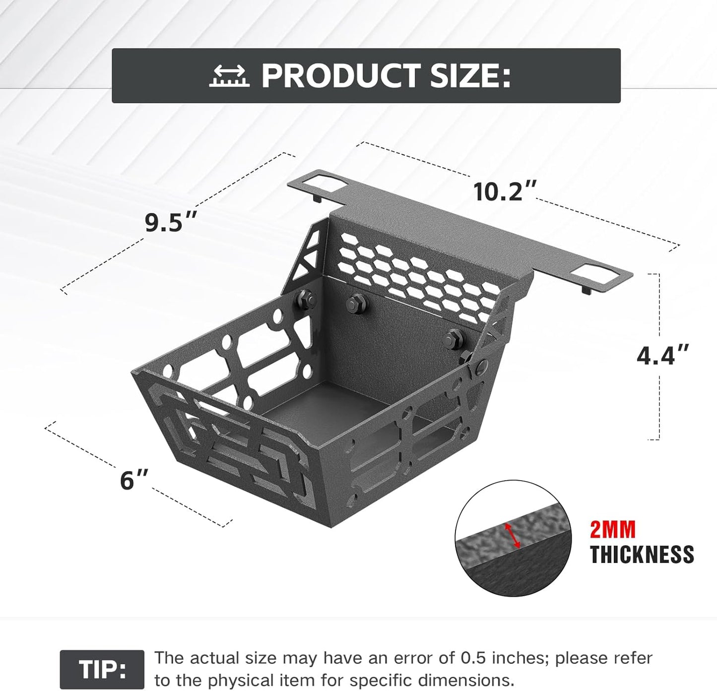 Overhead Storage Compatible with Ford Bronco 2021 2022 2023 2024 2025 2026, Console Organizer Hard Top Basket Interior Steel Storage Panel Tray (Exclude Soft Top)