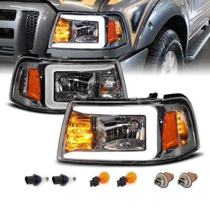 2Pcs LED Tube Black Replacement Headlights Corner Lamp Set for Ford Ranger 2001-2011