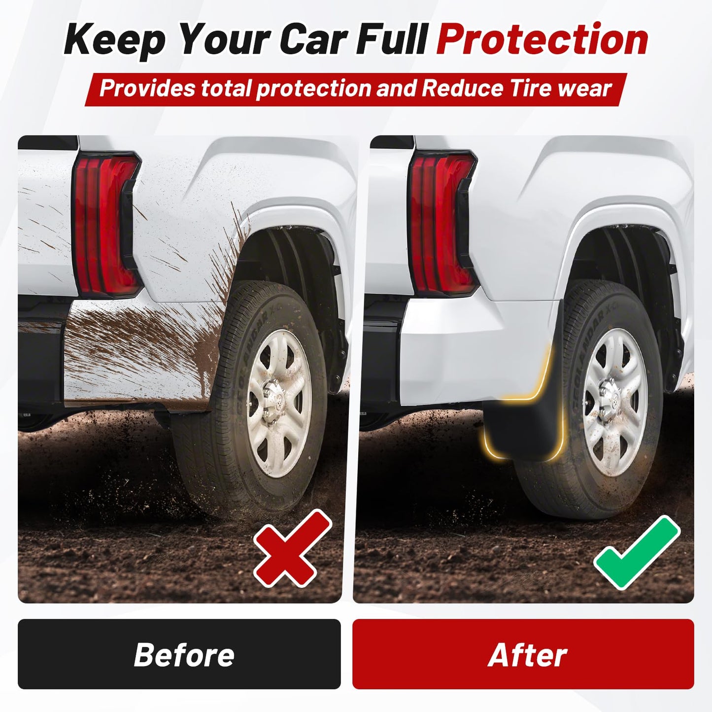 4PCS All-Weather Sunsdrew Mud Flaps for Toyota Tundra 2022-2026 (Not fits SR Models)