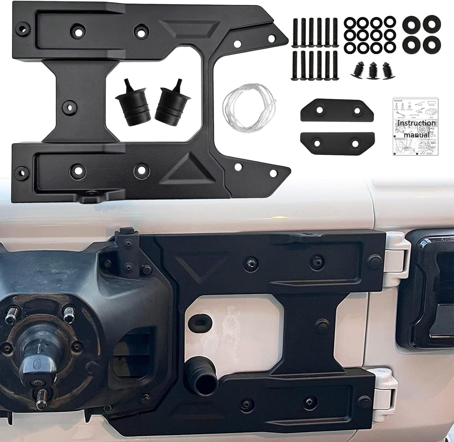 Spare Tire Carrier Hinge Reinforcement Kits Compatible with 2018 - 2021 Jeep Wrangler JL
