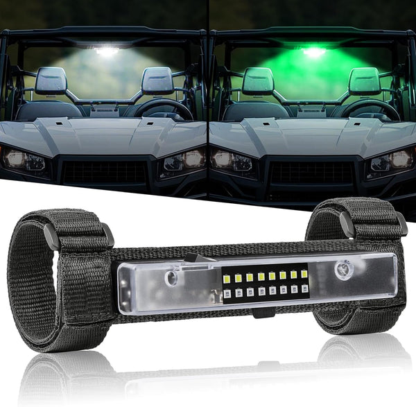 UTV Interior Dome Light, FASTCHOY AUTO UTV Dome Light Battery Powered Universal Roll Bar Mount Lights Roll Cage Dome Lights for ATV SXS Can-Am Polaris Truck - White/Green