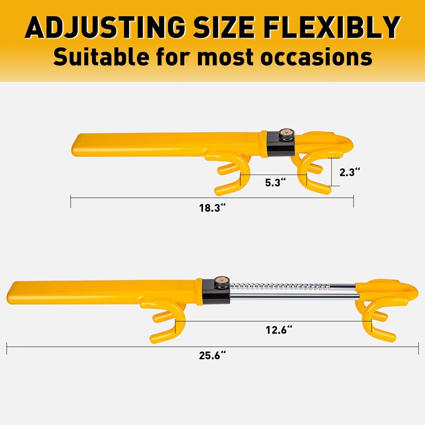 CARTMAN Heavy Duty Steering Wheel Lock Anti-Theft Car Device Security Car Lock Great Deterrent Adjustable Antitheft Locking Devices for Cars Trucks Vans and SUVs with 3 Keys