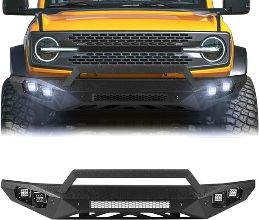 Off Road Front/ Rear  Bumper Compatible with Ford Bronco 2021 - 2025 (Not for Bronco Sport) with 4 Lights