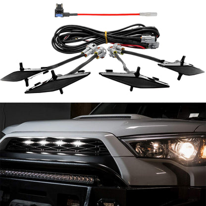 SEVEN SPARTA 4 PCS Grill Led Lights Compatible with Toyota 4Runner 2014-2024 TRD Pro Grille and 2014-2019 SR5, Premium, Limited, TRD Off-Road, Fuse and Instruction Included (Smoke Shell/Amber Light)