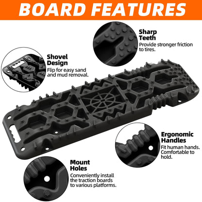 2PCS Traction Boards with Build-in Jack Base & Mounting Kit for Overlanding