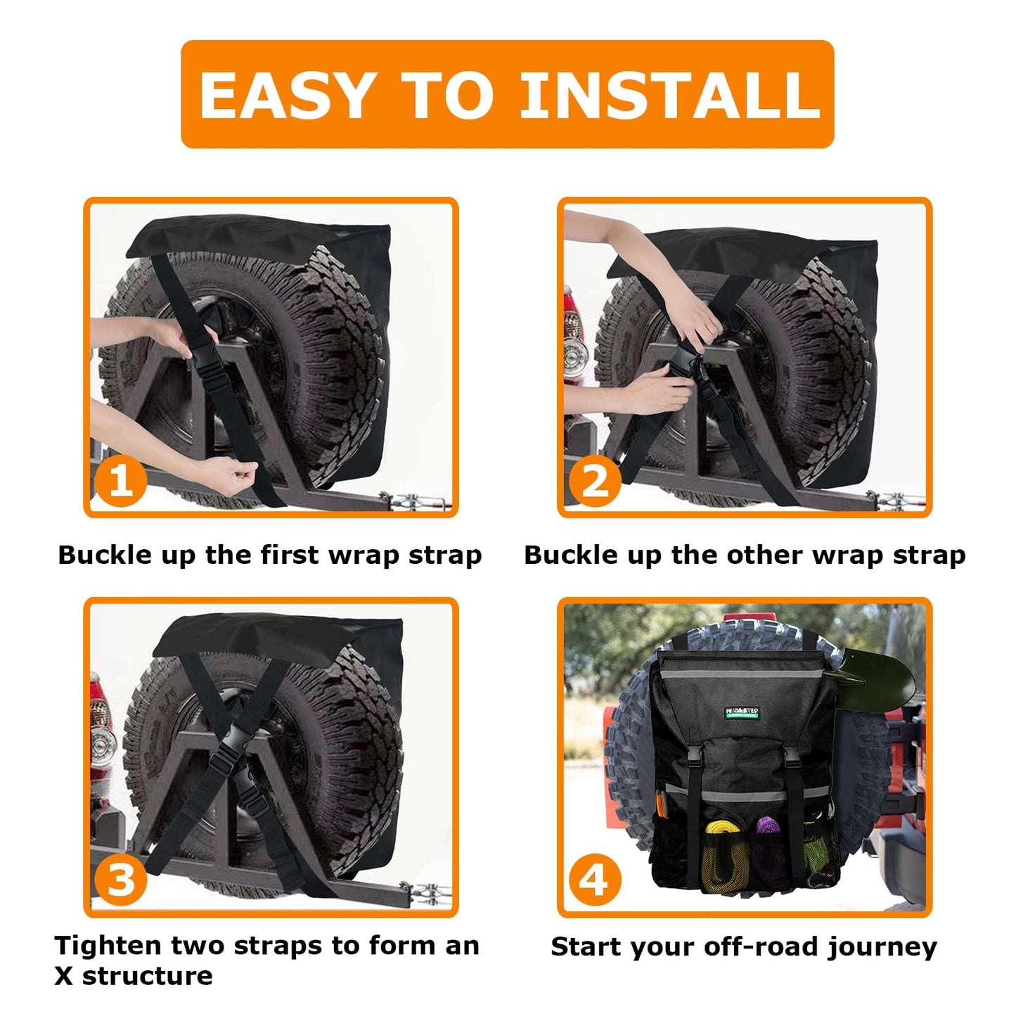 Spare Tire Trash Bag, Offroad Storage Bag Heavy Duty Truck Tailgate Fits up to 40" Tire for Jeep Truck SUV Car