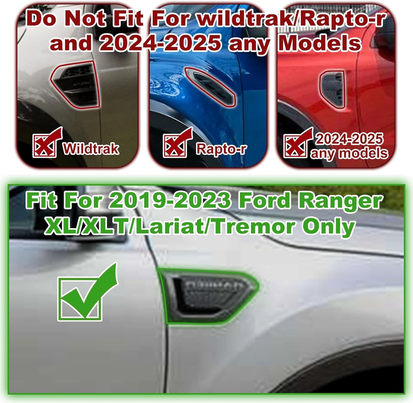 Smoked Led Fender Lights Fit For 2019 - 2023 Ford Ranger (For xl xlt lariat tremor only)