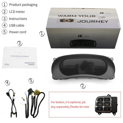 Digital Instrument Cluster Display for Jeep Wrangler JK 2011-2017 Speedometer Upgrade,12.3”HD screen1920*720,2S Fast Boot,Plug&Play,Non-Destructive Install,OTA Upgrade