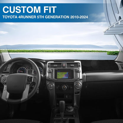 KUST Car Dash Cover for Toyota 4Runner 2010-2024 Left Hand Driving Non-Slip Center Console Dashboard Cover Interior Accessories for Toyota 4Runner Custom Fit Dash Mat Sunshade Windshield Glare Black