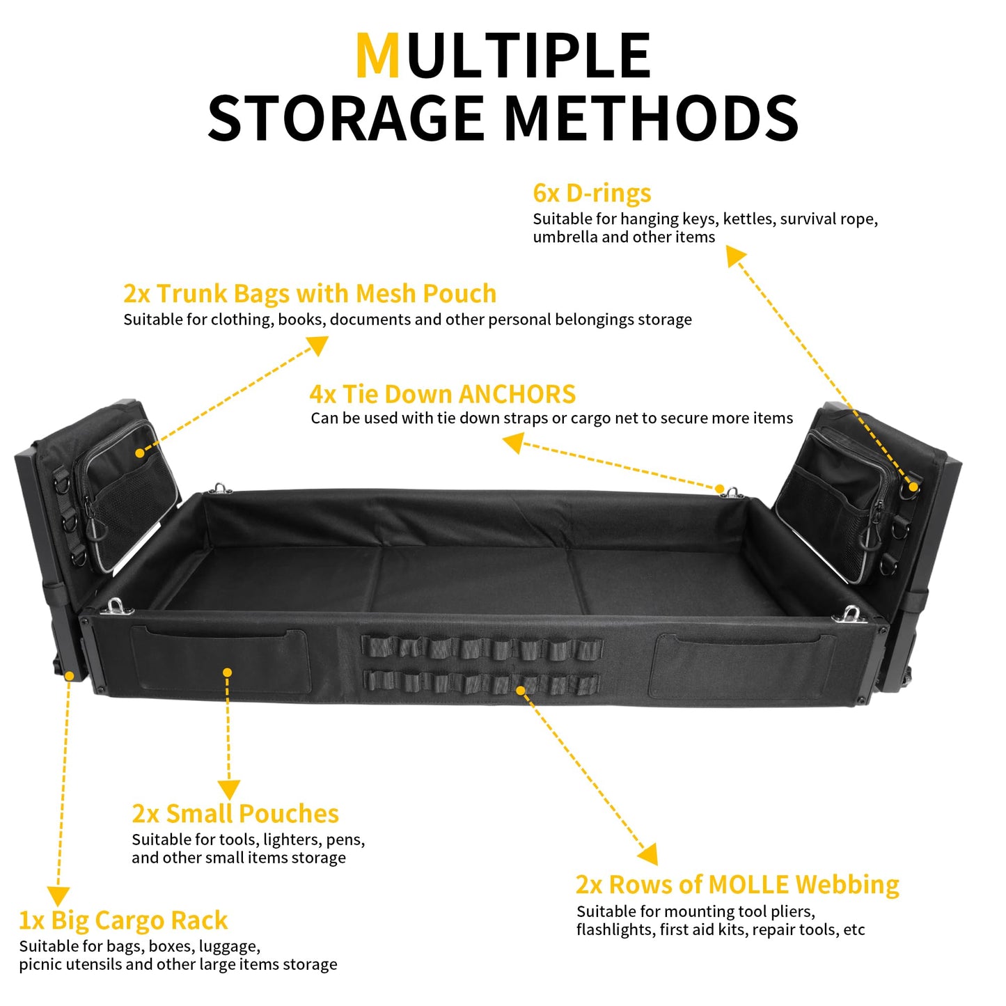 Trunk Organizer Cargo Rack for Jeep Wrangler JL 2018-2026 4-Door