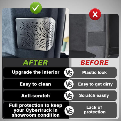 BestEvMod Speaker Cover Trim Kits Compatible with 2024 2025 Tesla Cybertruck Interior Accessories 10PCS Subwoofer Cover Protector Audio Speaker Loudspeaker Upgrade Horn Grille Stainless (Silver)