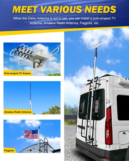 Starlink Ladder Pole with RV Ladder Mounting Bracket Kit(Fit for Starlink 2nd Generation)