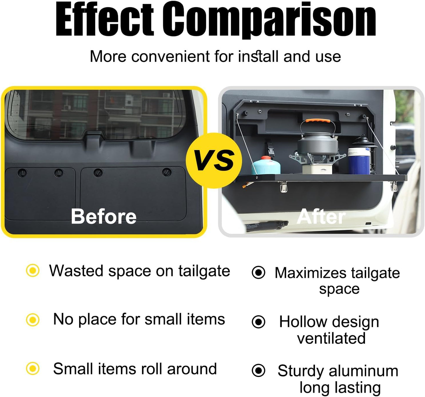 Rear Foldable Tailgate Table with Molle Panel Compatible with Land Cruiser Prado 2010-2023/Lexus GX 2010-2023
