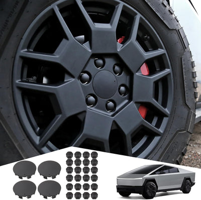 4PCS Wheel Center Hub Caps Cover and 24PCS Lug Nut Covers for Tesla Cybertruck