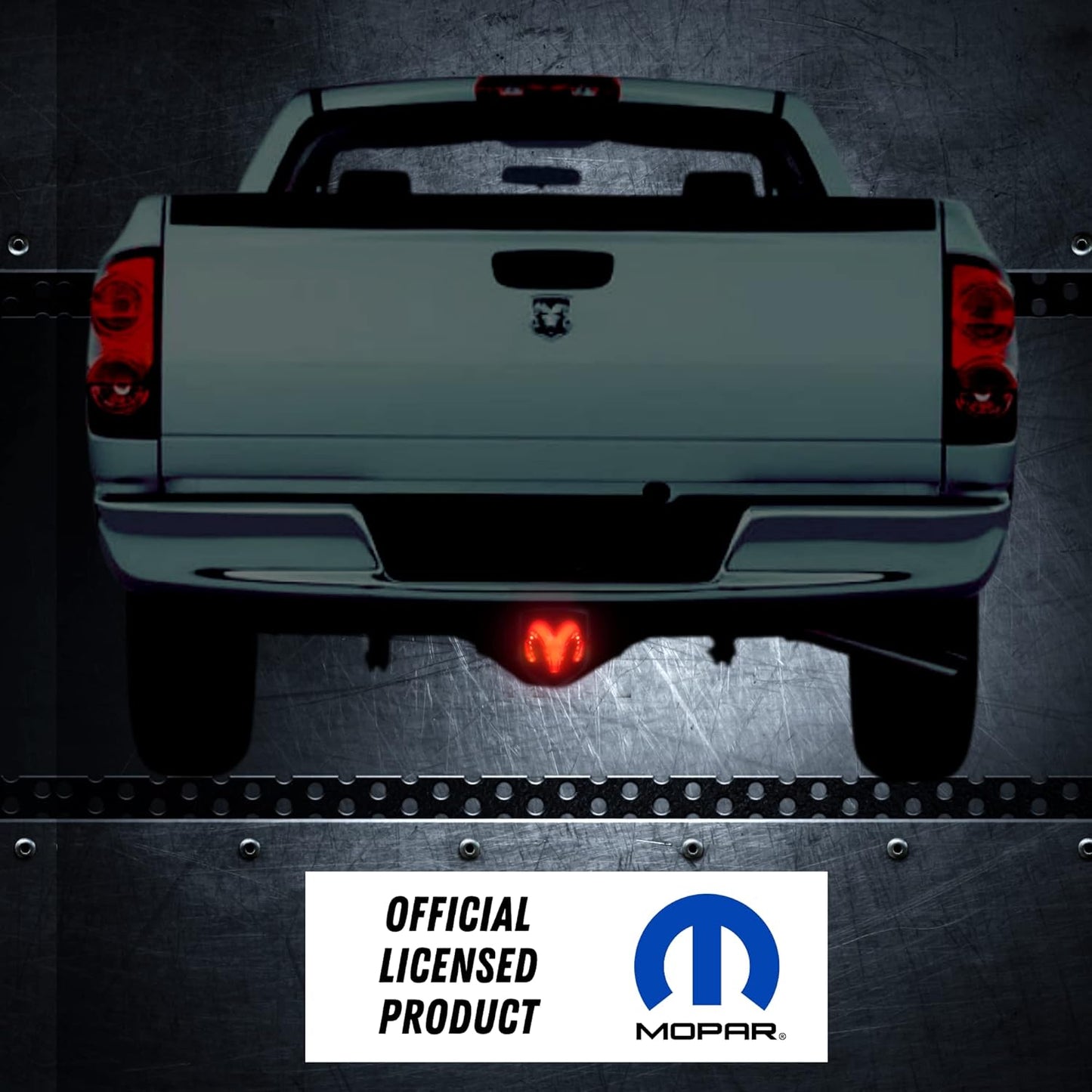 RAM Truck Lighted Hitch Cover – Licensed Black LED Logo Emblem, Fits 1-1/4" & 2" Receivers