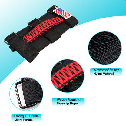 Paracord Grab Handles with American Flag For Jeep Wrangler CJ YJ TJ JL JK LJ JLU JKU & for Gladiator JT 1955-2023