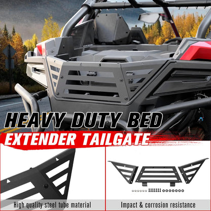 A & UTV PRO Bed Enclosure Tailgate for Polaris RZR PRO XP / XP4 2020 2021 2022 2023 2024, for RZR Turbo R 2022-2024, UTV Heavy Duty Steel Rear Cargo Bed Rack Extender Accessories, Black