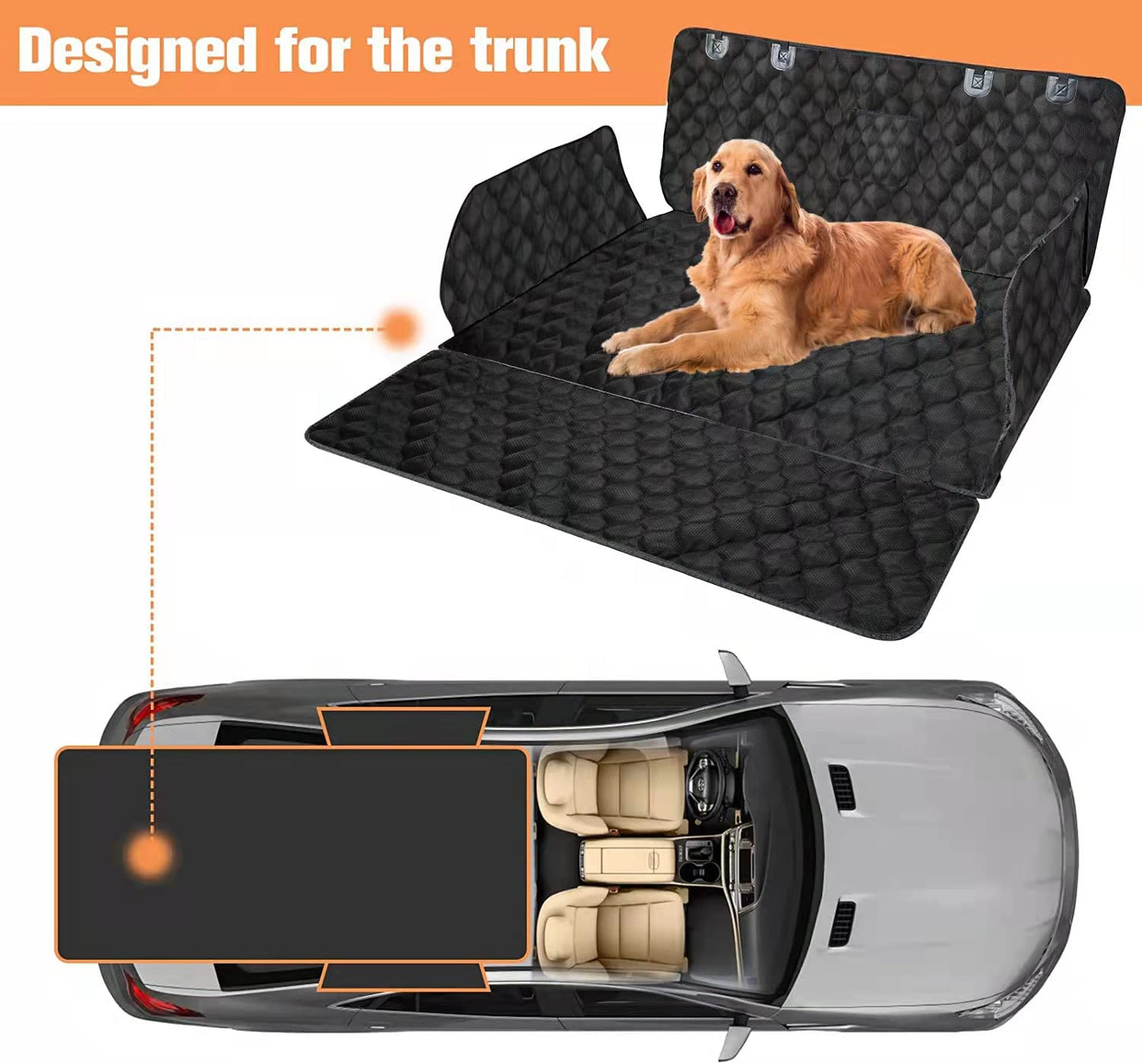 PETICON SUV Cargo Liner for Dogs, Waterproof Pet Cargo Cover Dog Seat Mat for SUVs Sedans Vans with Bumper Flap Protector, Non-Slip, Large Size Universal Fit, Black