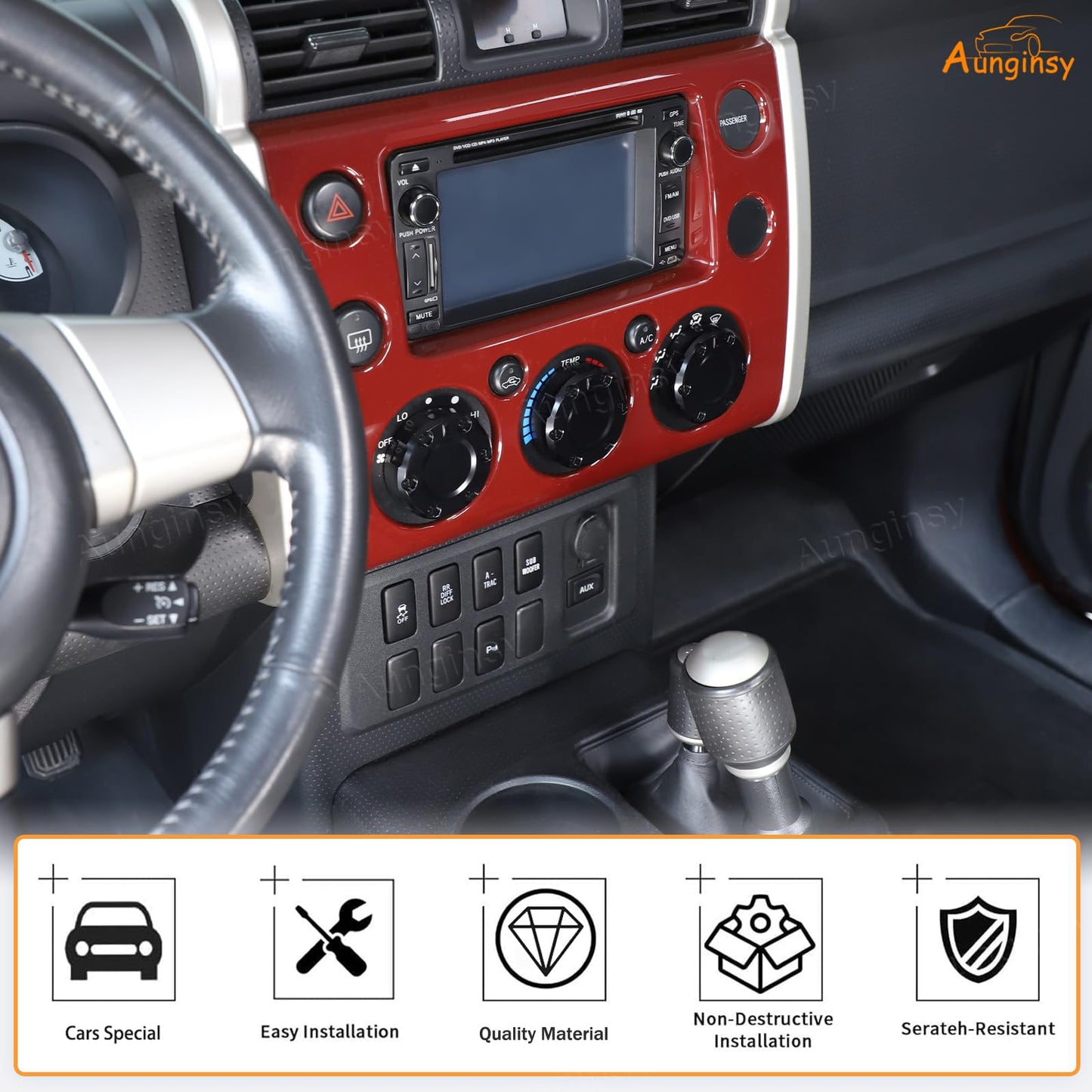 Center Console Air Conditioner Switch Button Knob Trim Cover Compatible with Toyota FJ Cruiser 2007-2021