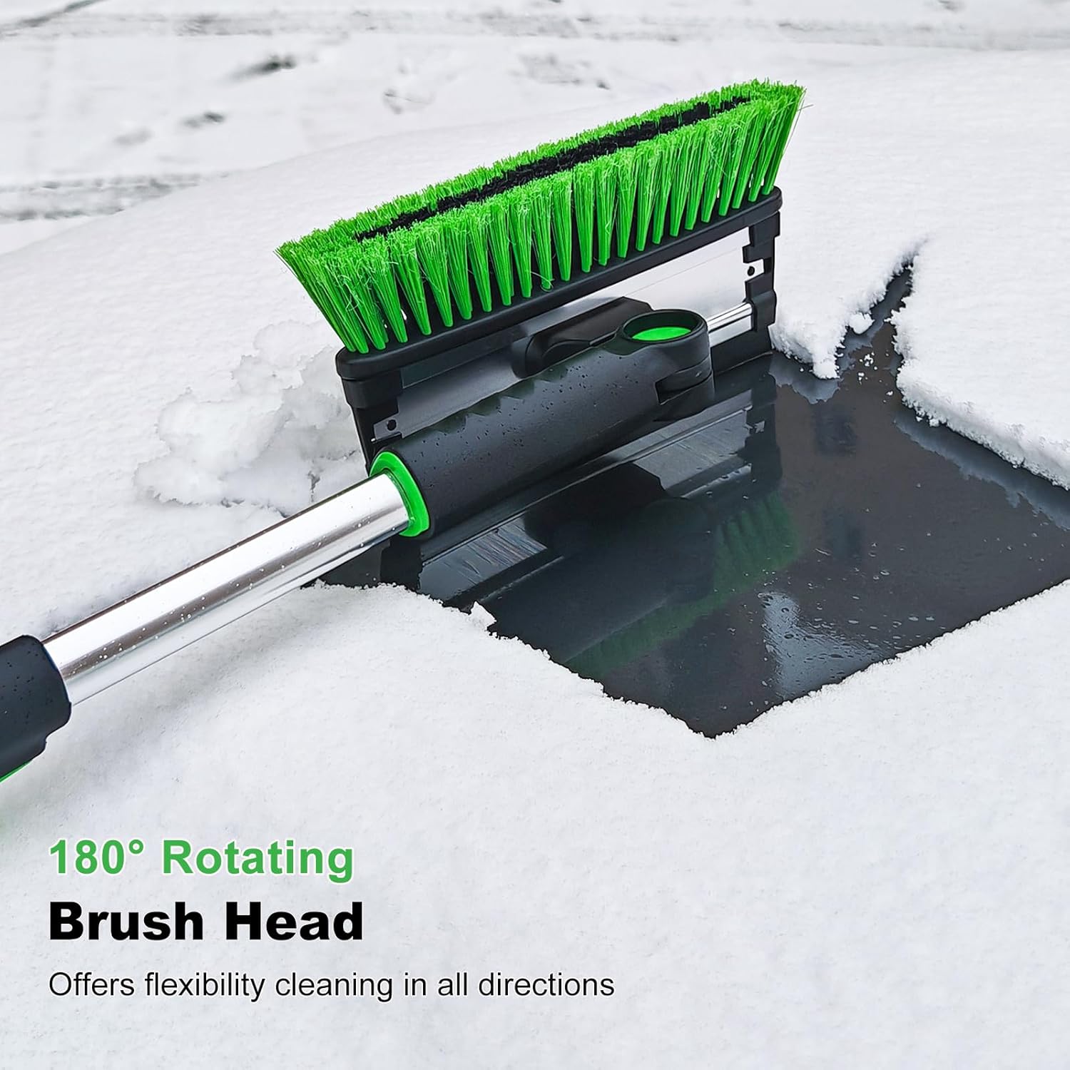 SEAAES 55 Inch Ice Scraper and Snow Brush with Squeegee, Extendable Snow Ice Removal with Foam Grip for Windshield SUV Truck Vehicle Window